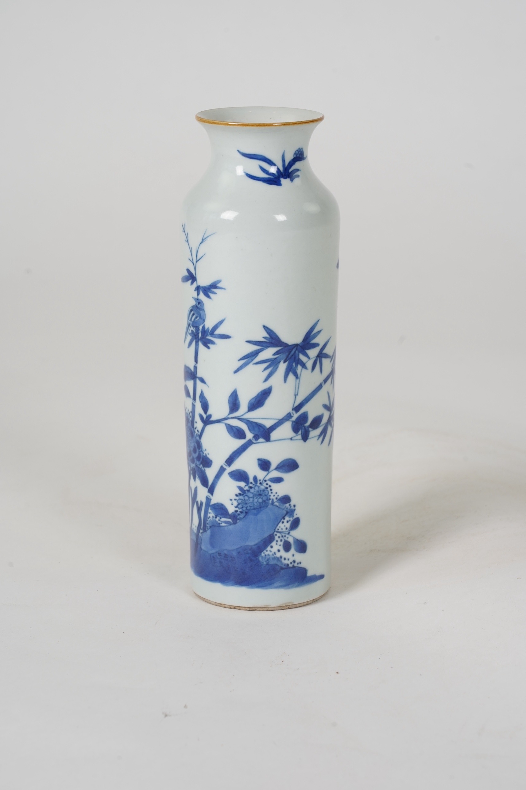 A small Chinese blue and white sleeve vase, Kangxi style